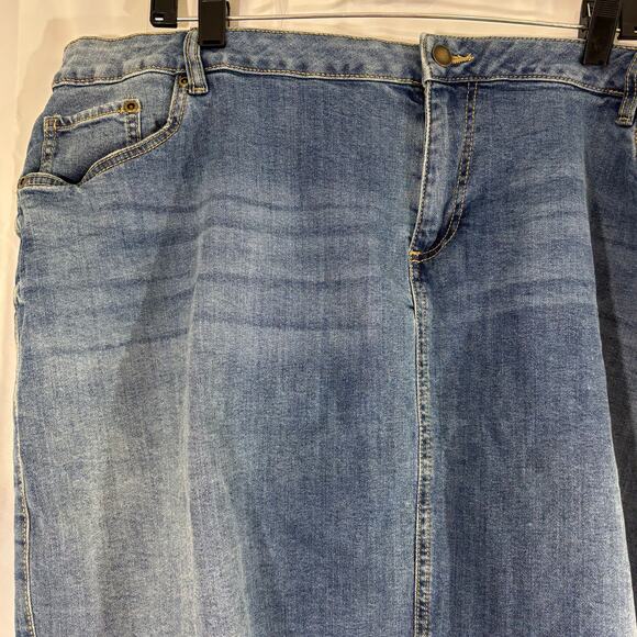 Falls Creek Women's Denim Blue distressed Jean Skirt Size 24 With Pockets - Picture 3 of 5